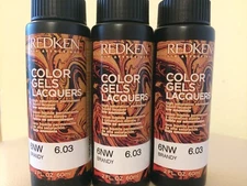 THREE REDKEN COLOR GELS 6NW BRANDY PERMANENT CONDITIONING HAIR COLOR 2oz ea