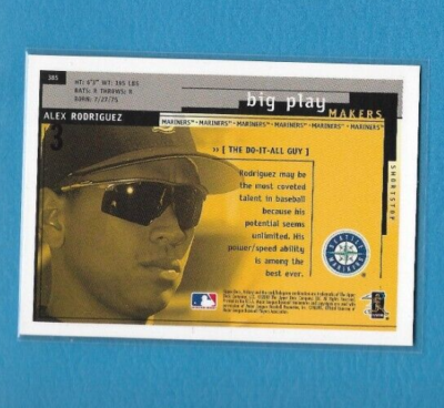 2000 Upper Deck Victory Baseball Card Alex Rodriguez Big Play 