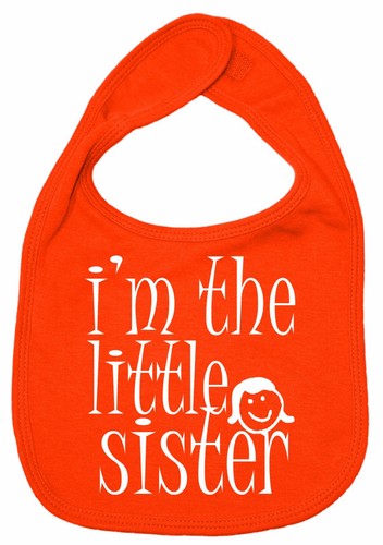 Baby Sister Bib "I'm the Little Sister" Baby Girl feeding Bib Newborn Gift - Picture 11 of 12