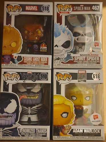 Funko Pop: Cosmic Ghost Rider, Spirit Spider, Venomized Thanos, Adam Warlock
