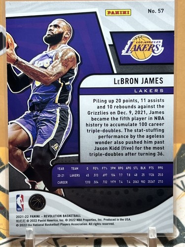 2021-22 Panini Revolution Lebron James #57 Los Angeles Lakers - Picture 6 of 6