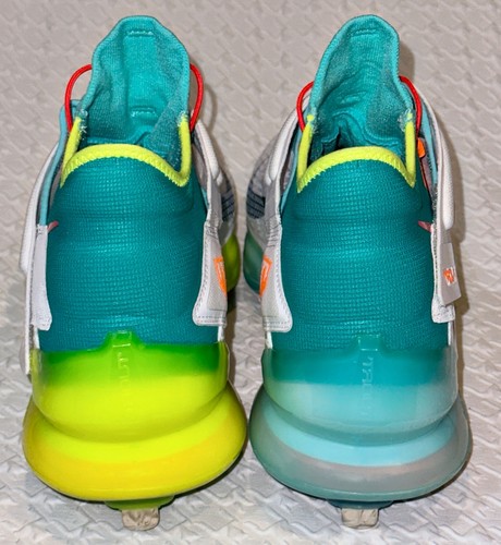 NIKE Force Zoom Trout 7 White Volt Turquoise Metal Spike Baseball Cleats Mens 14 - Picture 6 of 9