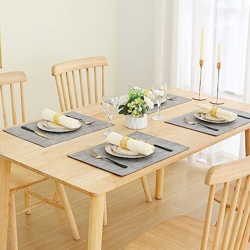 Faux Leather Heat Resistant Placemats for Dining Table Set of 6 Waterproof Wi... - Picture 8 of 9