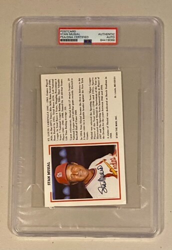 Stan Musial St Louis Cardinals Hall of Famer Signed Postcard Auto PSA RIP RARE A - Picture 1 of 2