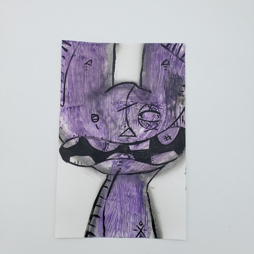 Pintura abstracta de gato oxidado original en papel por artista de graffiti de Nueva York PUKE - Imagen 3 de 3