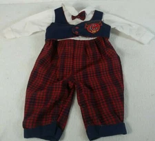 Michael James Romper Boys 3 Months Checkered College Outfit  Bowtie One Piece