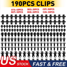 190pc Car Body Rivet Push Pin Plastic Fastener Retainer Bumper Fender Trim Clips