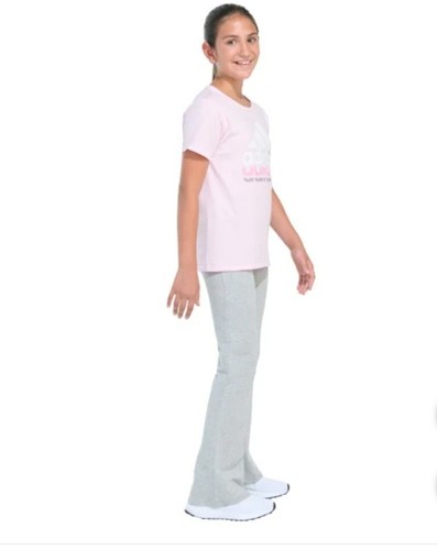 adidas Youth Girls 2-piece Tee and Flare Pant Set Pink/Gray XL (16) NWT - Picture 4 of 7