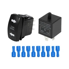 Universal Piece of 2 7 PIN Turn Signal Switch w/ 3 PIN Adjustable Flasher Relay