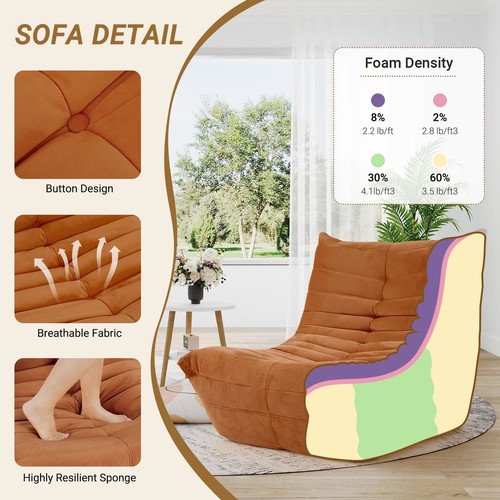 1/2er Set Floor Sofa Sämischleder Kaminsessel Gemütlich BeanBagStuhl Tatami-Sofa - Bild 3 von 73
