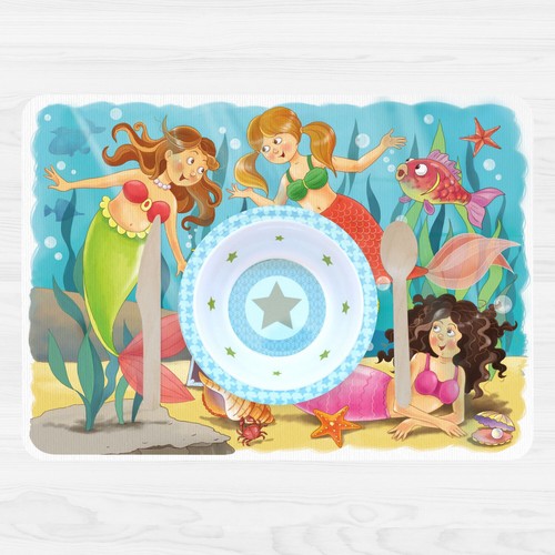 Juego de mesa de vinilo estable sirena niños juego de espacio lavable - Imagen 5 de 5