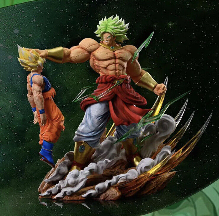 In-stock Dragon Ball Z Figure Broly VS Goku 9.8in Anime Super Saiyan Statue