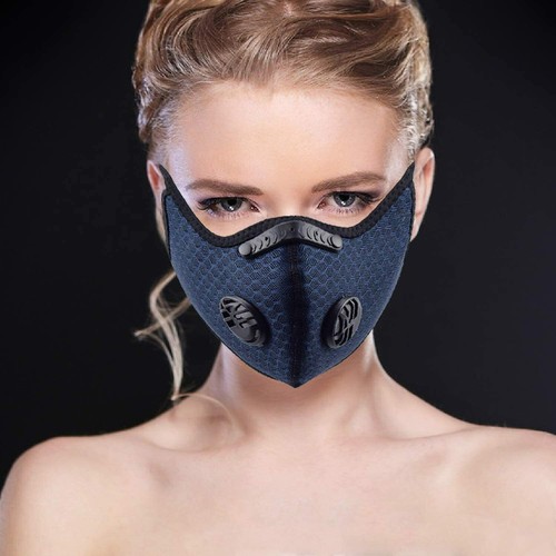 2PC Sports Anti-Pollution Breathable,Cycling, Face Mask Protection Filter Blue - Picture 3 of 8
