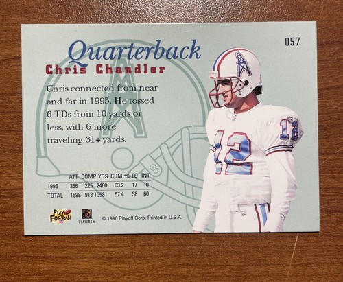 Houston Oilers - 1996 Playoff Prime Football Card #57 Chris Chandler - Picture 2 of 4