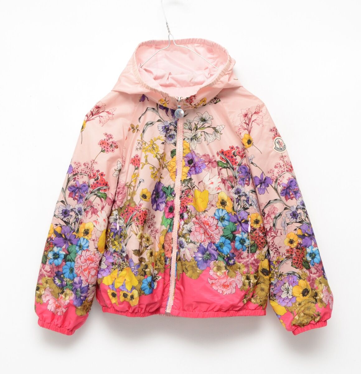 Girls Moncler Giasone Floral Nylon Windbreaker Hooded Jacket Girls Moncler Giasone Floral Nylon Windbreaker Hooded Jacket