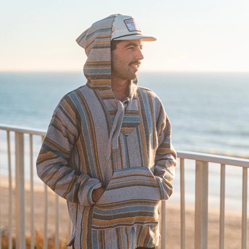 Drug Rug Baja Hoodie | Mexican Poncho with Soft Inner Lining S-XXXL - Picture 5 of 6