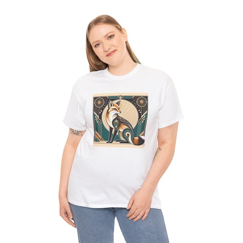 Unisex Adult T Shirt Art Deco Stylized Fox Elegantly Geometric Graphic Tee - Foto 18 di 25