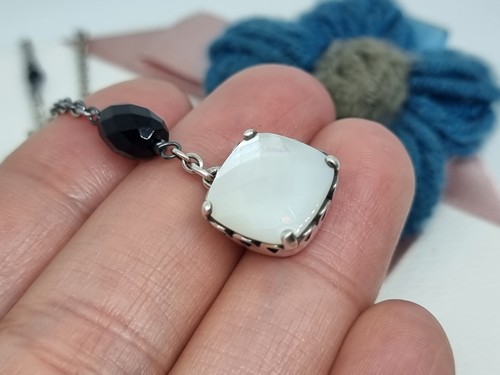 Genuino Pandora Elegante Sinceridad Y Gota Collar Madreperla y Ónix Negro 💕 - Imagen 5 de 16