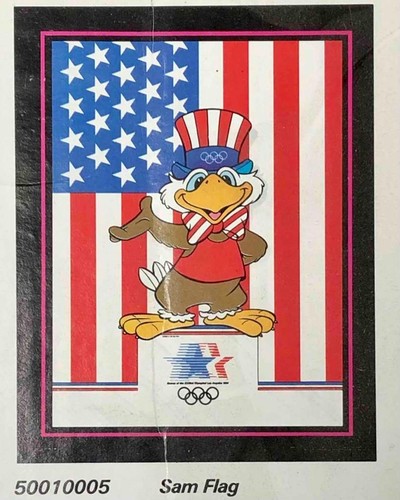 vintage 1984 Los Angeles Olympic Games 22x28 Sam the Eagle USA Flag poster New - Picture 2 of 4