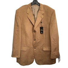 Studio B Bill Blass Mens Brown Blazer 46R Sutton Tailored Clothing 100% Micro Po