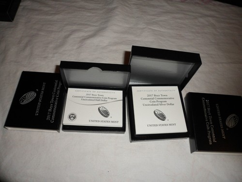 2017 BOYS TOWN COMMEMORATIVE SILVER DOLLAR AND CLAD HALF DOLLAR BU (UNC) W/ OGP - Picture 6 of 12