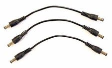 (3) DC 12VDC 12V 9V Power Adapter Male to Male 6" patch cable 2.1 mm x 5.5 mm
