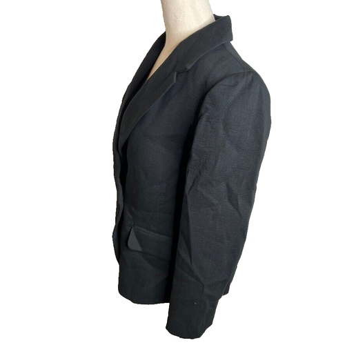 J.Crew $188 Petite Cotton Blend Textured Blazer Black Size P10 BZ019 - Picture 3 of 9
