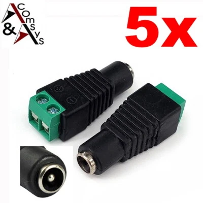 COMSYS 5x DC Buchse 5.5*2.5mm / 2.1mm Schraubklemmen Terminalblock Steckverbinder #SK1