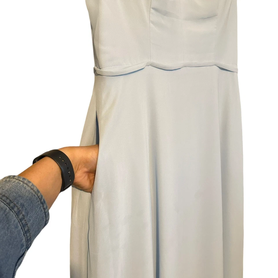 Kennedy Blue Bridesmaid Dress Size 8 Baby Blue Flutter Sleeve V Neck Maxi Pocket - Image 2 of 4