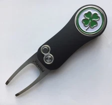 Pitchfix 2.0 Switchblade Golf Divot Tool w Lucky Irish Clover removable Marker