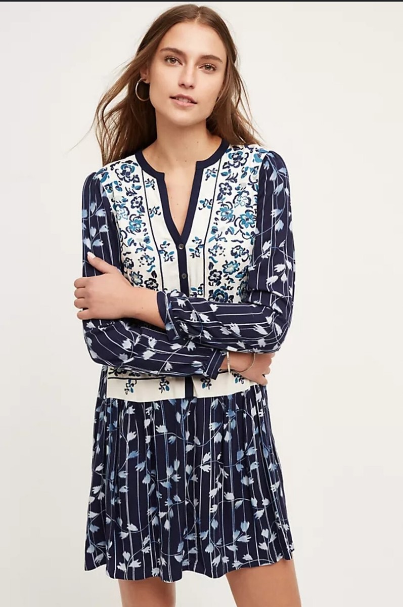 Anthropologie - Anthropologie 花柄　シャツ Anthropologie Postcard 9‑H15 STCL Blue Floral Stripe Short