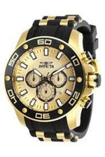 Invicta Men's Pro Diver Stainless Steel 26088 Silicone Strap Two Tone Watch