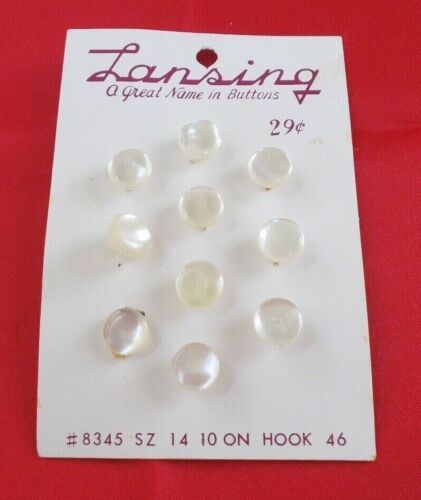 Vintage Lansing 10 Ct. Pearl Shank Buttons - Style 8345, Size 14, Hook 46 - Picture 4 of 4