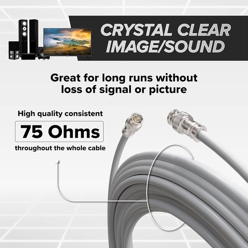 Cable BNC coaxial duradero de 200 pies - Ideal para transmisión de señal y video HD - Imagen 9 de 11