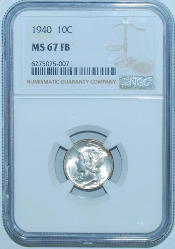 1940 P NGC MS67FB Full Bands Mercury Dime