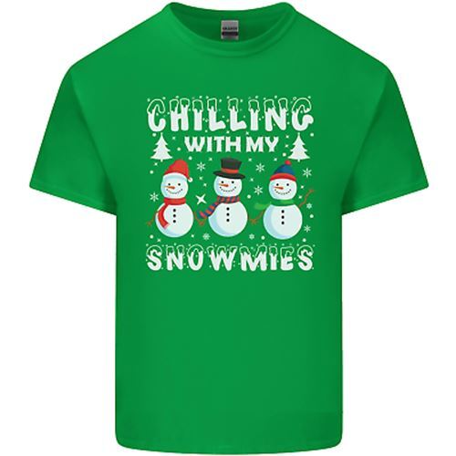 Christmas Chilling With My Snowmies Funny Mens Cotton T-Shirt Tee Top - Picture 11 of 19