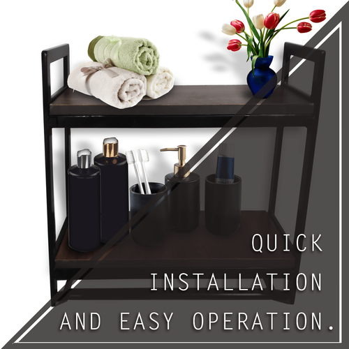 2-Tier Industrial Bathroom Shelf 23.6 Inch, Wall Mount Floating Storage Shelf - Picture 3 of 7