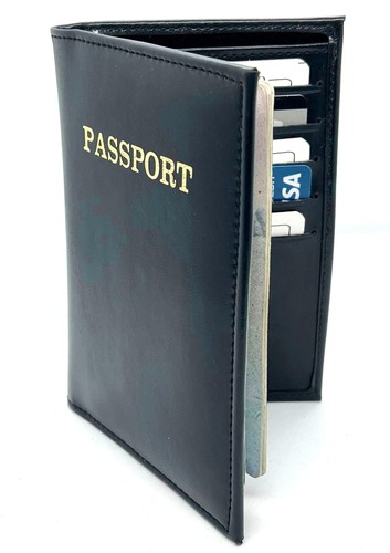 RFID Blocking Leather Passport Cover ID Credit Card Holder Bifold Card Wallet - Bild 1 von 29