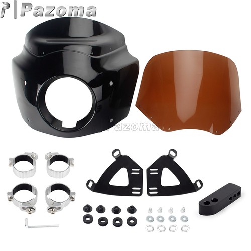 Carenado de faros delanteros con kits de montaje de parabrisas de humo para Harley Dyna FXD FXDSE - Imagen 2 de 8