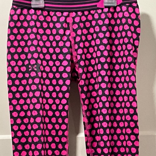 Under Armour Youth Gray Pink Polka Dot Pull On Compression Leggings Size YXS EUC - Picture 1 of 4