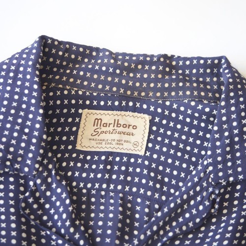 Marlboro 50S Sportswear Rayon Gabardine Camicia Collo Aperto Uomo L Edizione Limitata - Foto 9 di 9