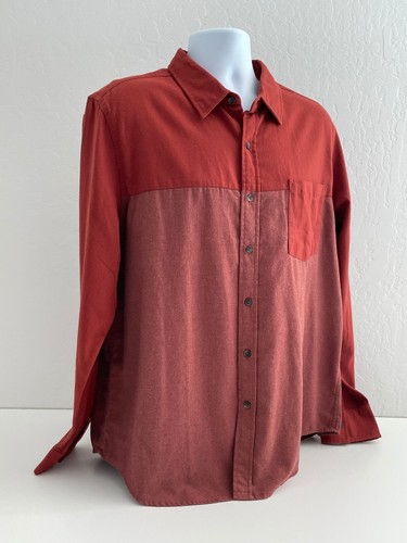 Arizona Jean Co Mens XL Rust Red Long Sleeve Western Button Down Flannel Shirt - 第 2/7 張圖片