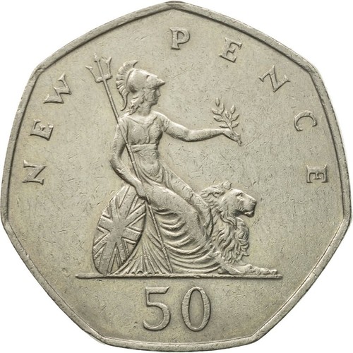 UK 50 New Pence Coin - Great Britain 1969 - Circulated in Coin Holder - Bild 7 von 7
