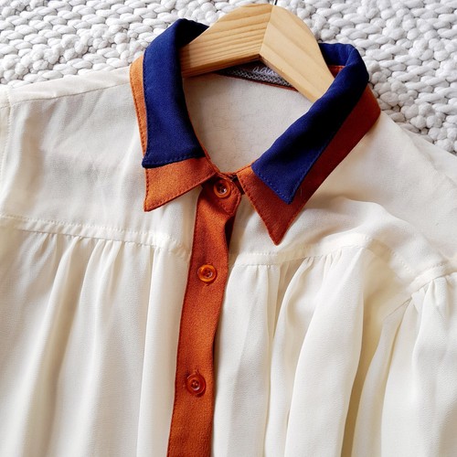 LAST CHANCE Addie Sheer Top Blouse Balloon Sleeves Detail Cuff Tie Front Sz:M - Picture 6 of 8