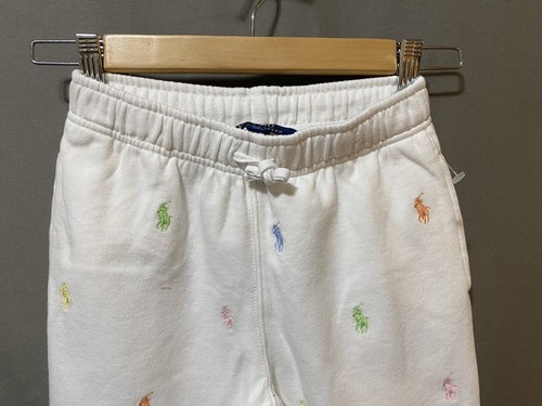 NWT POLO Ralph Lauren Girls Allover Pony Fleece Jogger Pants SZ 8-10 White/Multi - Picture 3 of 17