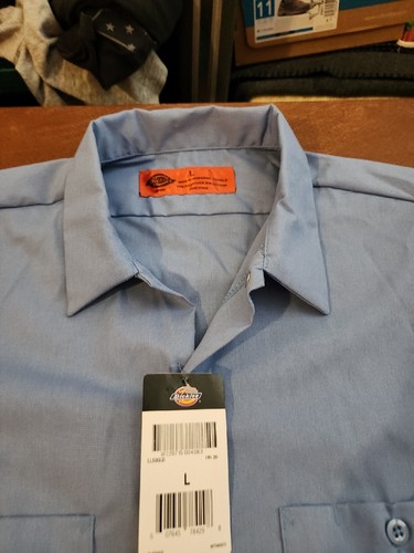 Dickies Herren LARGE L/S Blau Button Down Arbeitshemd Neu mit Etikett. GB7 - Bild 9 von 13