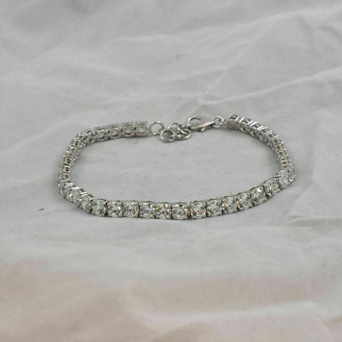 Stilvolles Tennisarmband rund 4 kt echter Diamant massiv 14 K Weißgold 7,50 Z... - Bild 7 von 9