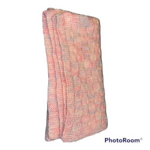 Manta bebé ganchillo hecha a mano tejida afgana cuna pasteles rosa 33x34" - Imagen 2 de 4