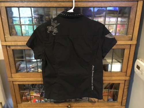 Camisa para mujer Harley-Davidson negra a presión y bordada con tachuelas talla M - genial - Imagen 11 de 12