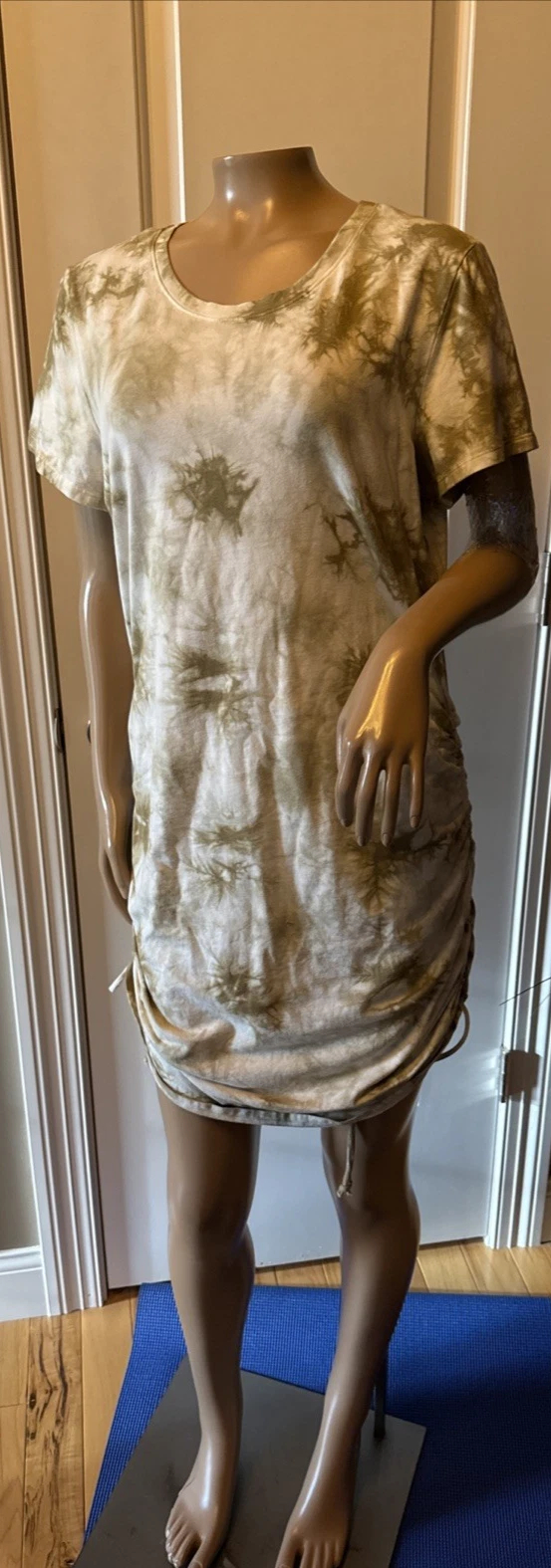 UNDERCOVER Abito VS ROSA increspato lati tie dye taglia XL spiaggia casual resort multi nuovo con etichette